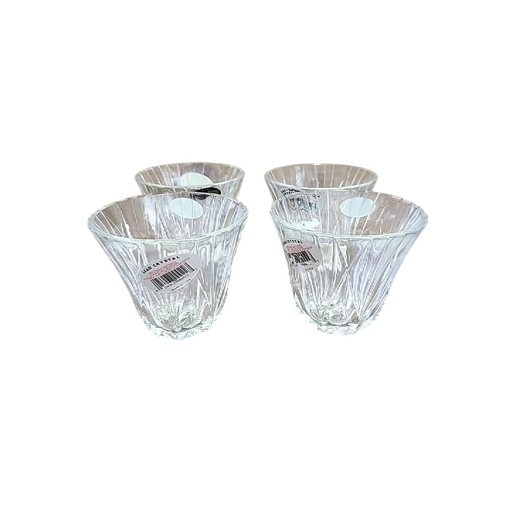 Votive Candle Holders Art Deco Flair Out Cut Geometric Design 24% Lead Crystal 4